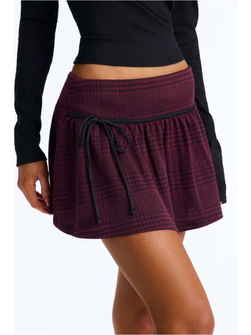 New NWT - Red & Black Ponte Houndstooth Plaid Mini Skirt - Large - Heart & Hips